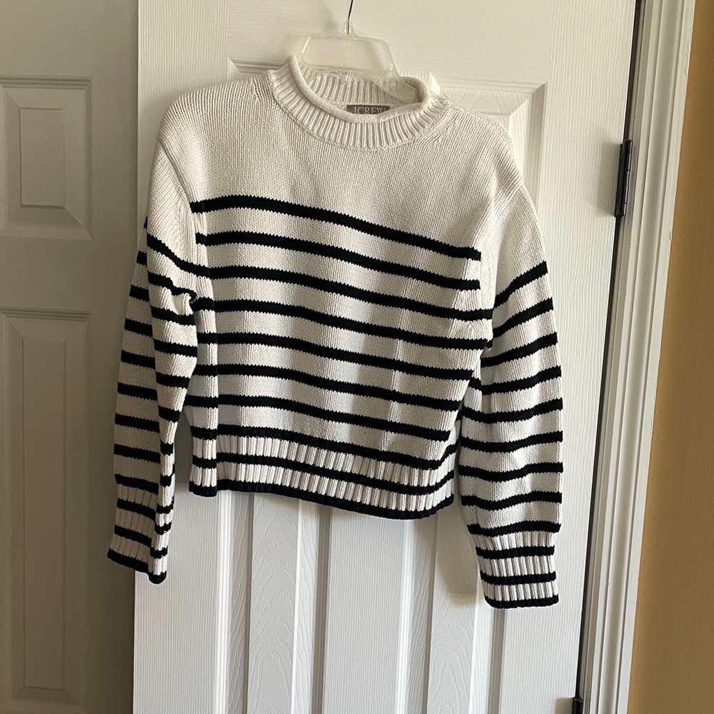 J. Crew Classic Striped Roll Neck Sweater - Medium (Cropped)